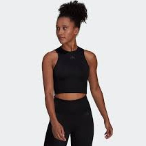 Brand New Adidas black open-back HYPERGLAM TRAINING TOP - Picture 4 of 9